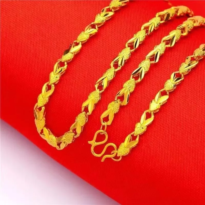 24K 9999 pure gold necklace for men, luxury jewelry, 