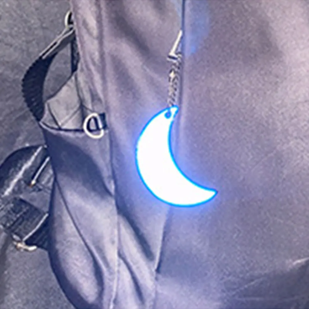 

14Pcs Moon Shaped Reflective Keychain Pendant Chains for School Backpack Running Cycling Outdoor Activities Visibility Safety