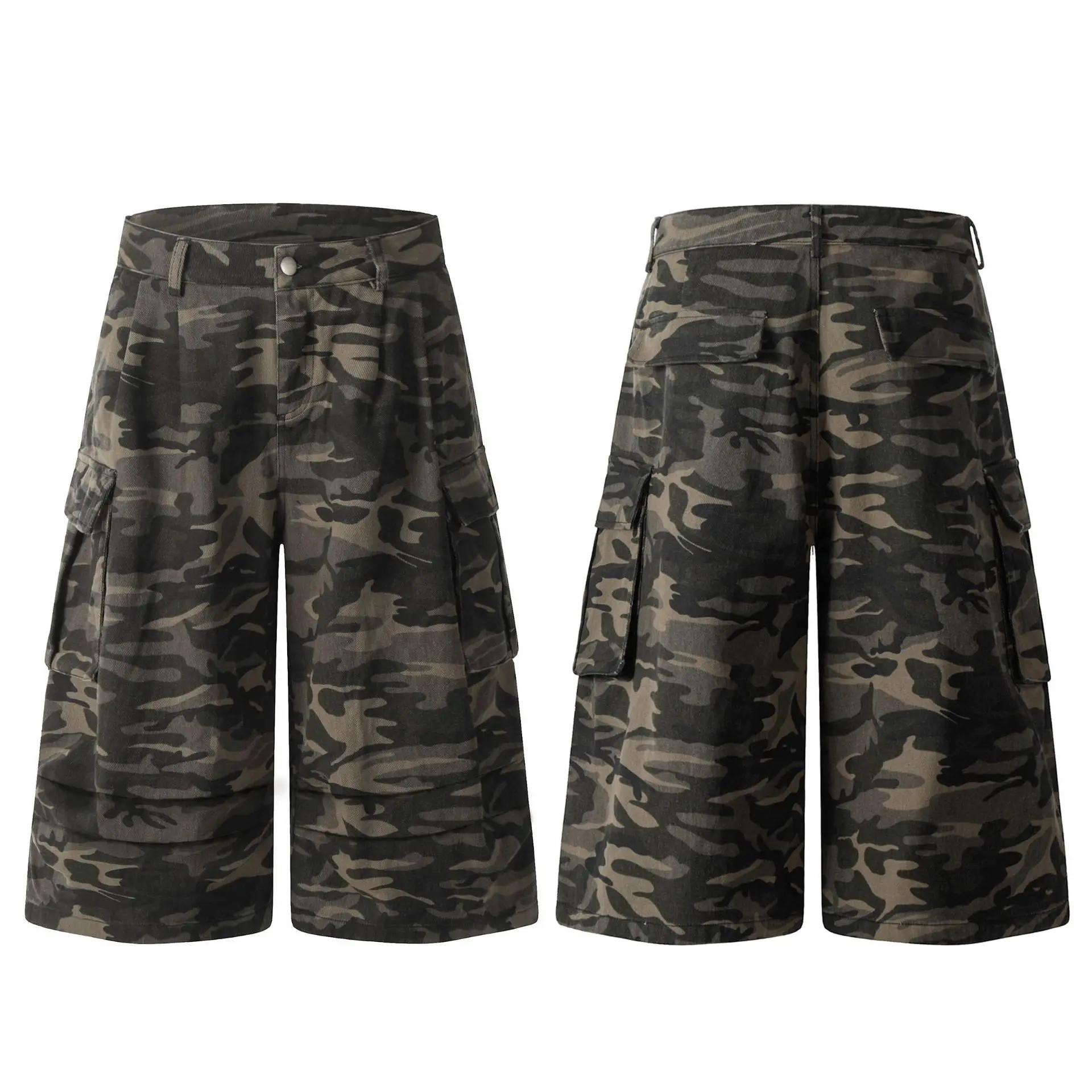 OR FL American Retro Staraight Camouflage 100 Cotton Women Work Shorts Summer Loose Trendy Brand Seven-point Camouflage Pants