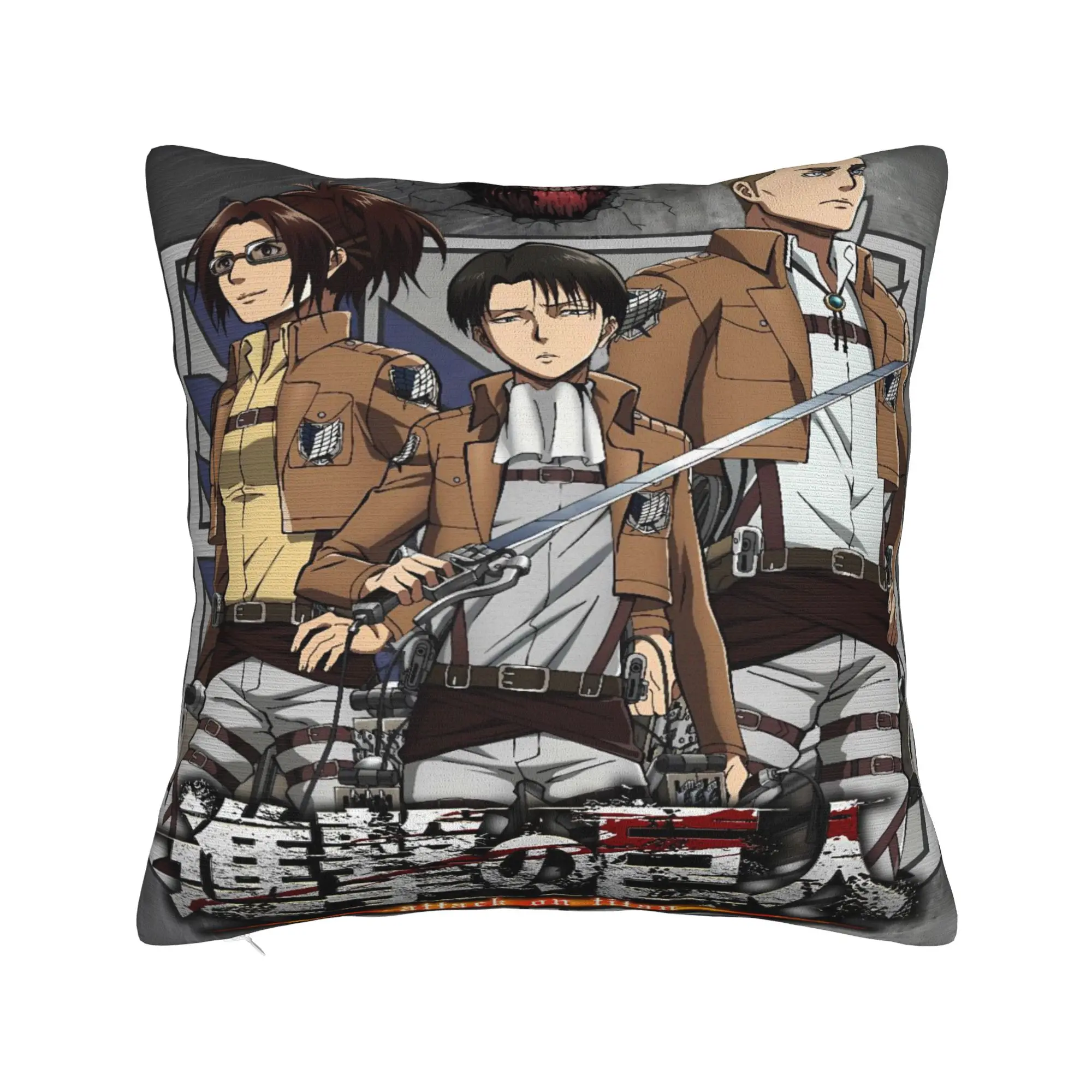 Attacks on Titans Pillow Case  Square Pillow Cover For Sofa Home Decor Funny Cushion Cover