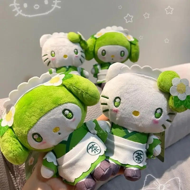 Authentic Product with Tag Hello Kitty Matcha Cake Series Green Plush Doll Backpack Belt Dual-Use Plush Pendant Classmates Gifts
