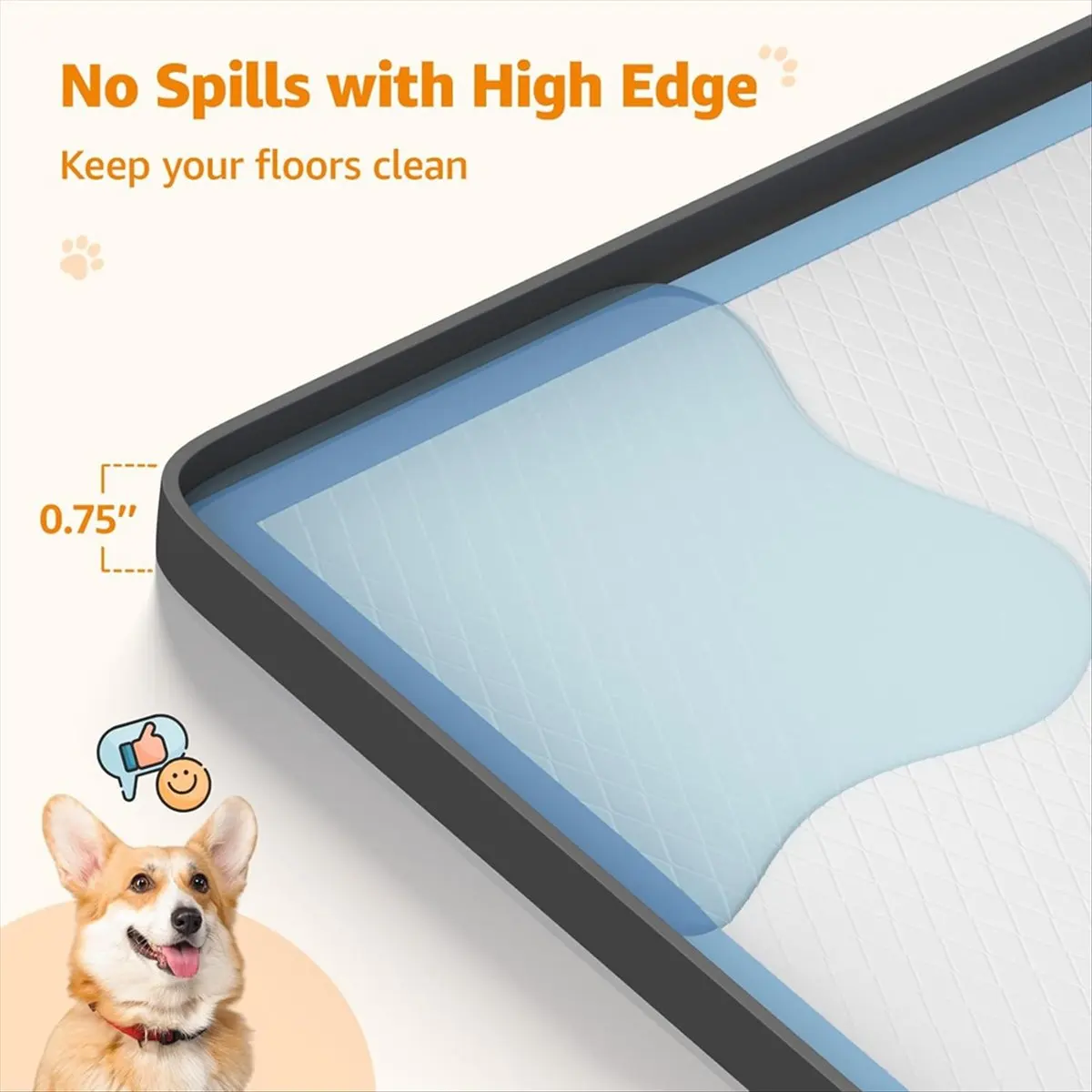 ABPP Dog Pee Pad Holder - Silicone Puppy Potty Tray with High Edge and 4 Clamps for Training, Fits Up to 24x24inch Pads