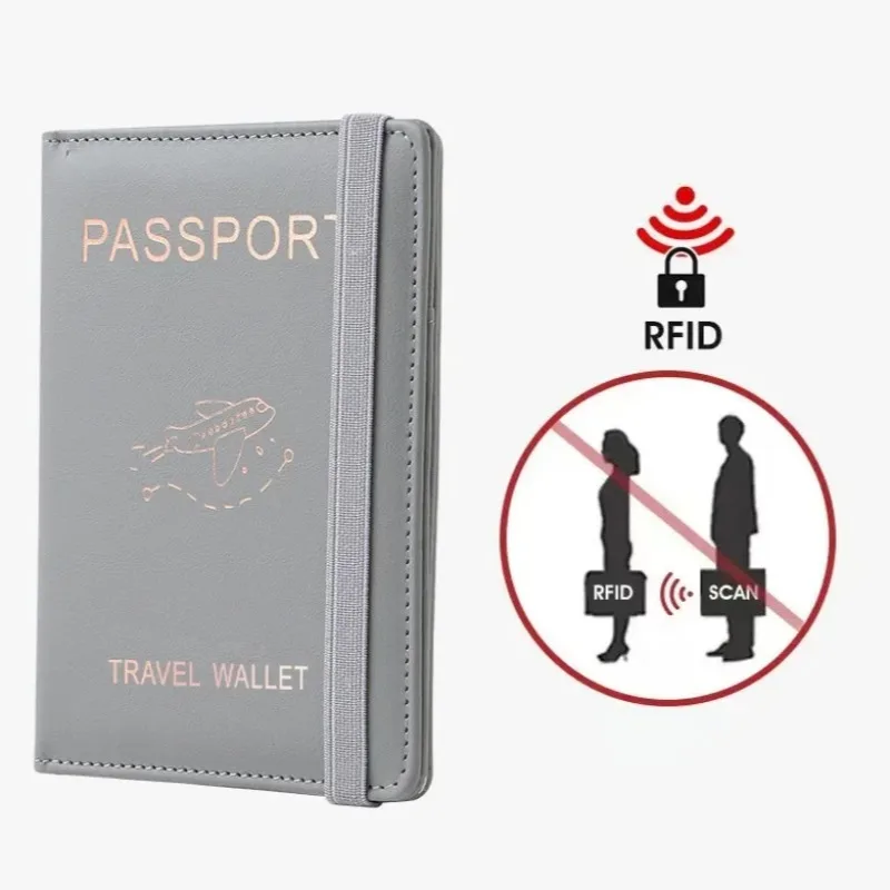 Étui de protection de passeport avec blocage RFID, porte-passeport vintage, manchon multifonctionnel avec fente pour carte d'identité et carte de crédit