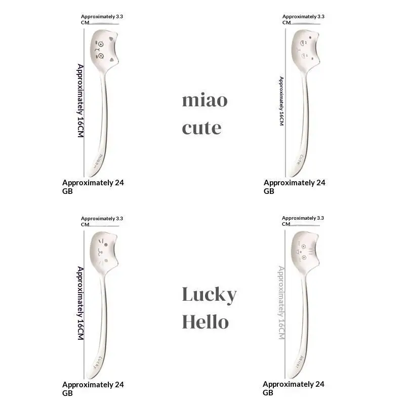 Stainless Steel Cute Cat Spoon Food Grade Cartoon Design For Stirring Coffee Tea Dessert Daily Use