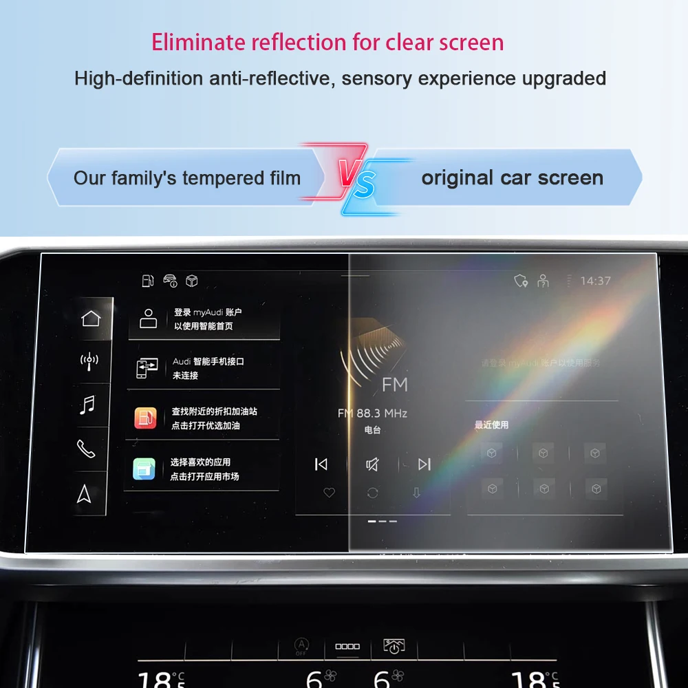 Für Audi A6/A7 C8 2019-2024 Auto-Mittelkonsole GPS LCD-Bildschirm Schutzfolie Gehärtetes Glas Film Fingerabdruck- und Kratzresistent – Detail 1