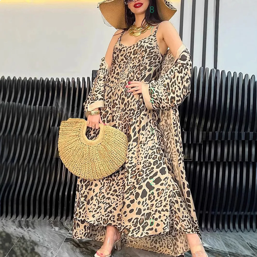

Sexy Leopard Print Camisole Dress Long Cardigan Matching Set Dresses Jumpsuit Playsuit