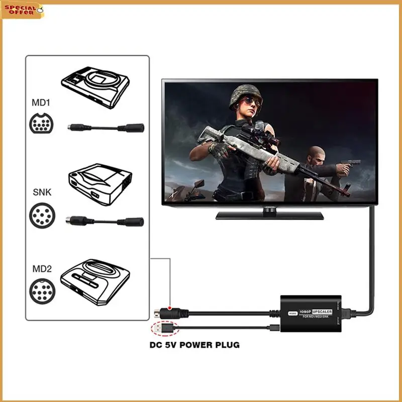 A69Z-محول متوافق 16/9 4/3 RGBS HD محول الفيديو وحدة التحكم ملحقات الألعاب لـ SEGA MD1 MD2 SNK