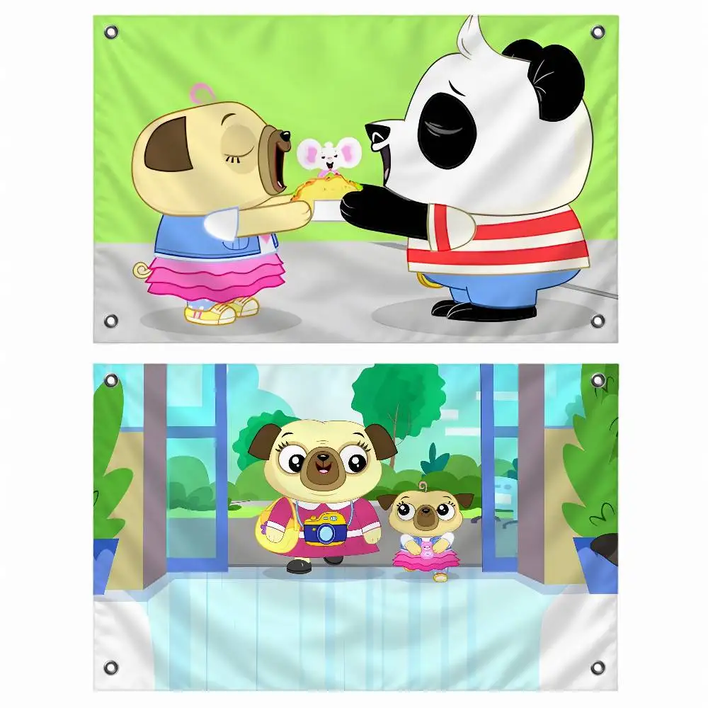 Cute Cartoon Chip and Potato Flag Banner Tapestry For Party Outdoor Garden Yard Home Decor