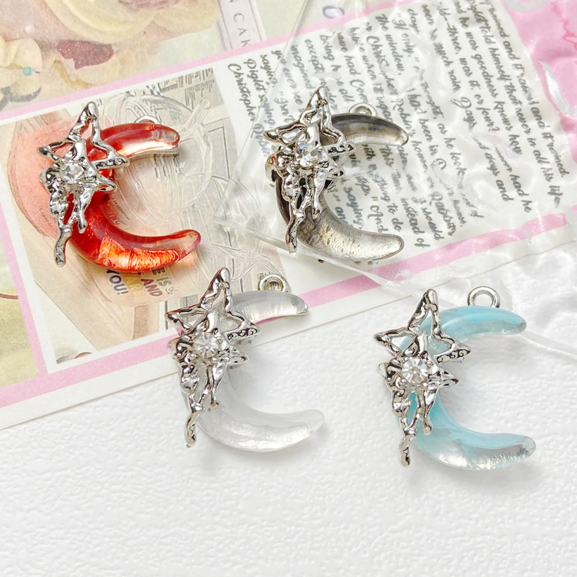 Ensemble de 5 pendentifs lune, accessoires de fabrication de perles faits à la main pour bracelets, colliers, boucles d'oreilles, fournitures artisanales personnalisées