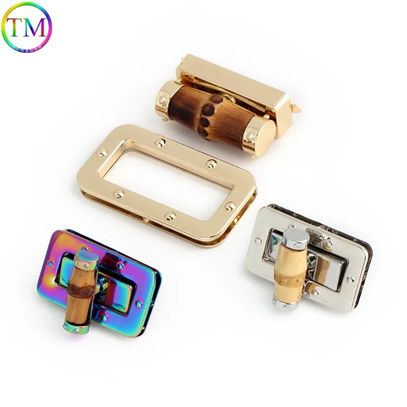 1-5-10Sets 43x25mm&61x33mm Bamboo Turn Lock Snap Lock For Handbag Bags Purse Twist Buckles Closure Clasps Decor Accessories