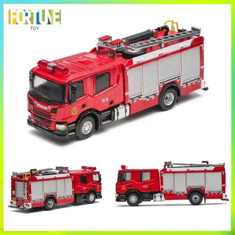 

1/64 Scania Compressed Air Foam Fire Truck Simulation Alloy Car Model Static Pendulum Maxi