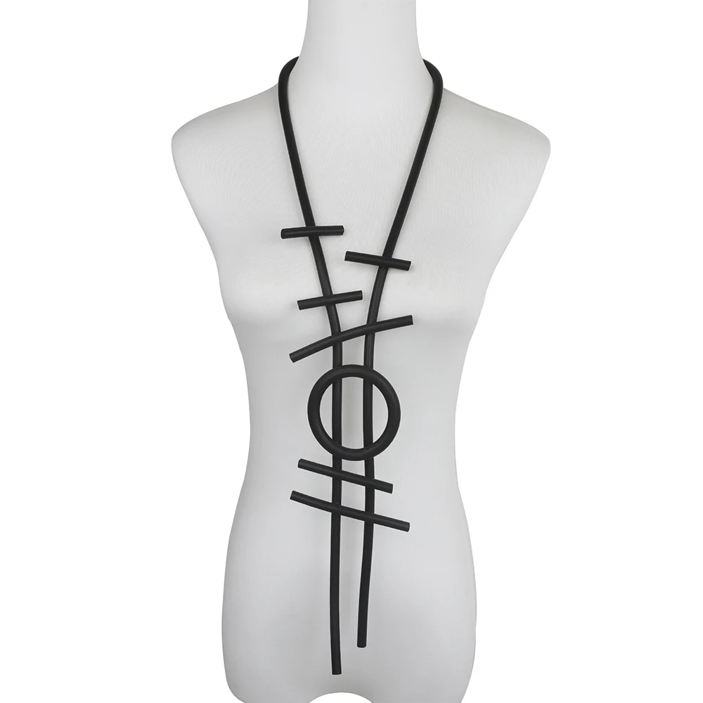 UKEBAY Long Black Geometric Abstract Pendant Necklace Handmade Gothic Design Jewelry Daily&Festival Punk Unique Necklace