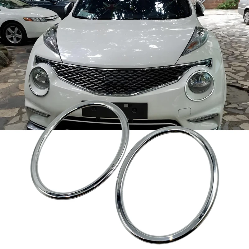 Para Nissan Juke 2011 2012 2013 2014 2015 2016 2017 2018 F15 cubierta de faro de coche anillo cromado accesorios de ajuste