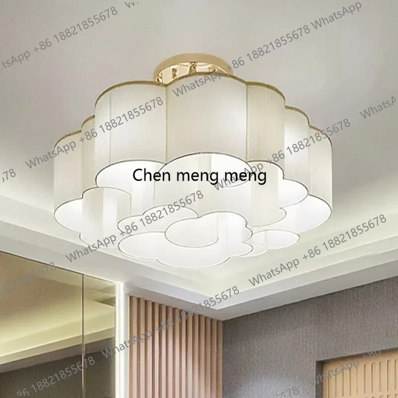 

E136 New Chinese ceiling lamp Modern simple tea house living room round fabric main lamp