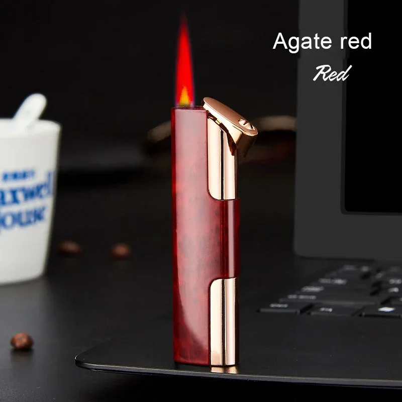 Inflatable Lighter Windproof Ultra-thin Metal Straight Red Flame Creative Personalized Business Gift Cigarette Lighter