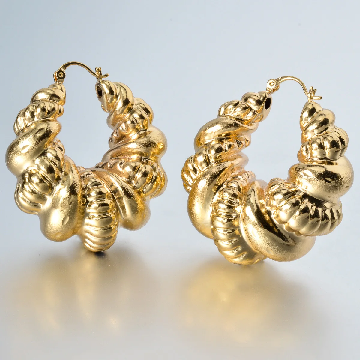 Sunny Jewelry Fashion Copper Large Geometry Earrings For Women Girl Spiral Hoop Earrings Ear Clip Lady Wedding  Jewellery Gift