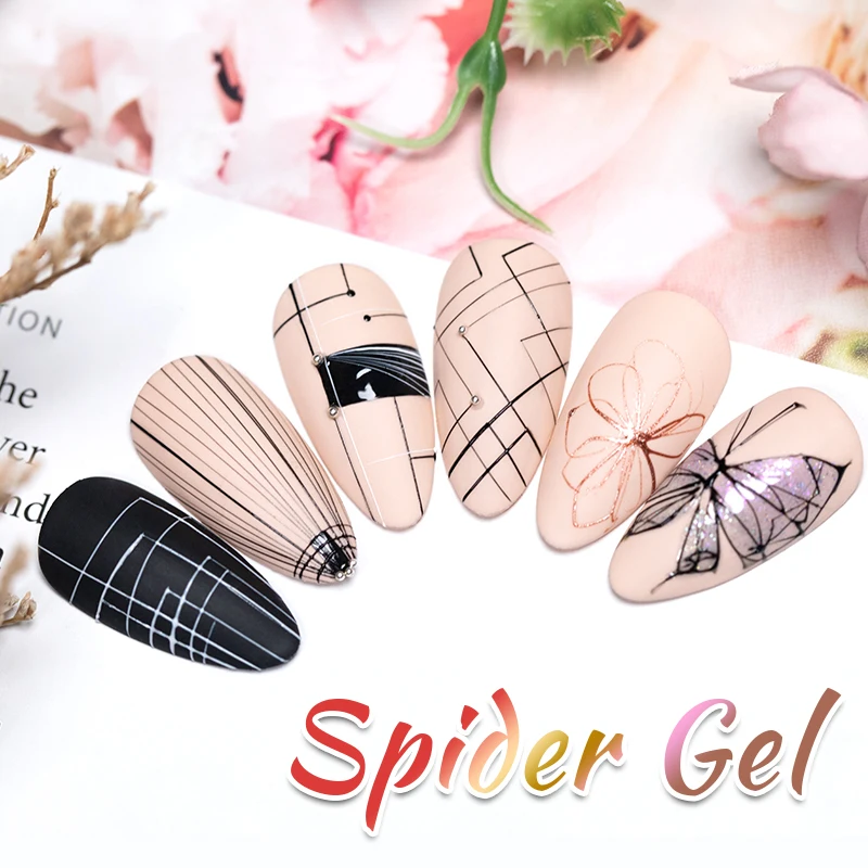 PUENTE 3個セット ブラック ホワイト カラー ドローイング プルワイヤー ジェルポリッシュ ドットペン付き ソークオフ UV/LED ネイル スパイダージェル マニキュア用