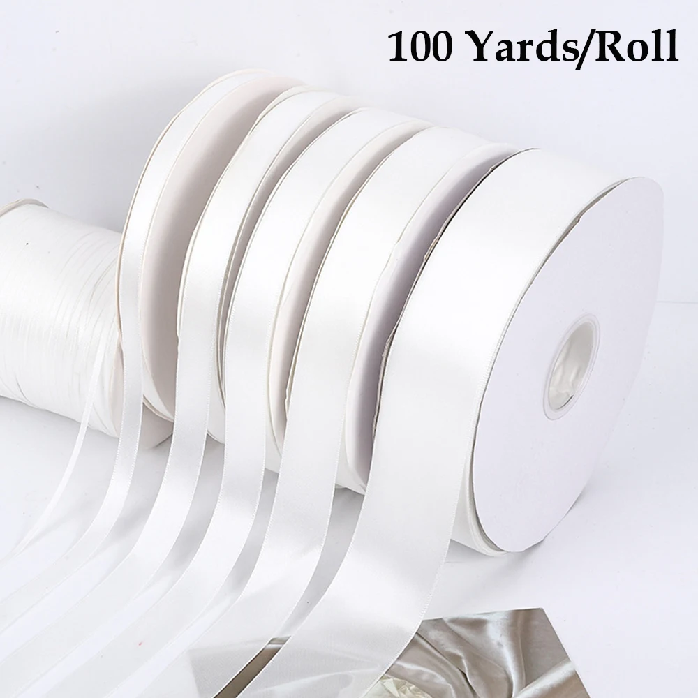 Gift Wrapping Ribbon Smooth Polyester Satin Ribbon White Ribbon Multiple Sizes For Gift Wrapping Bow Making Clothing Accessory