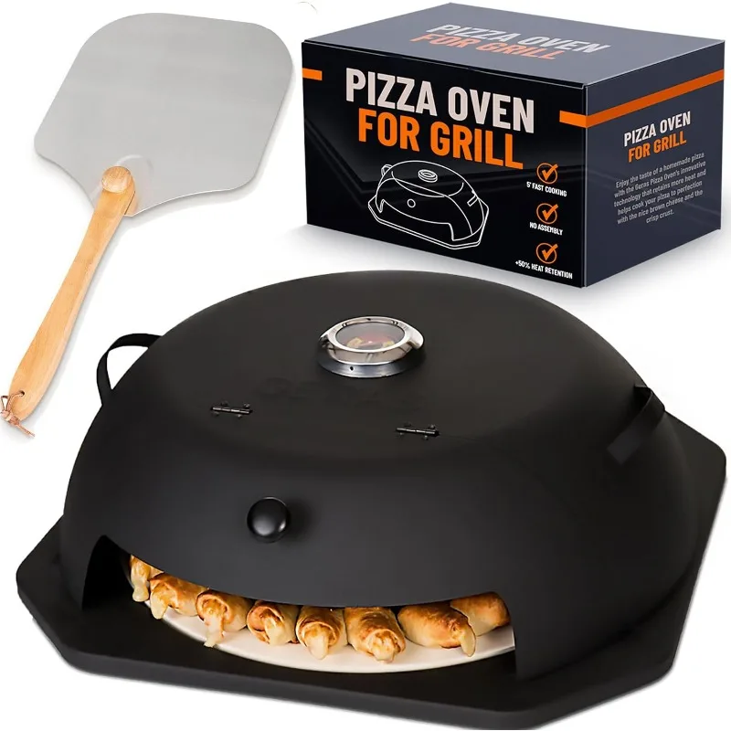 Geras Grill Top Pizza Oven For Outdoor Camping, Portable Backyard BBQ Pizzas Maker Charcoal, Pellet, Propane Gas Wood Attachment