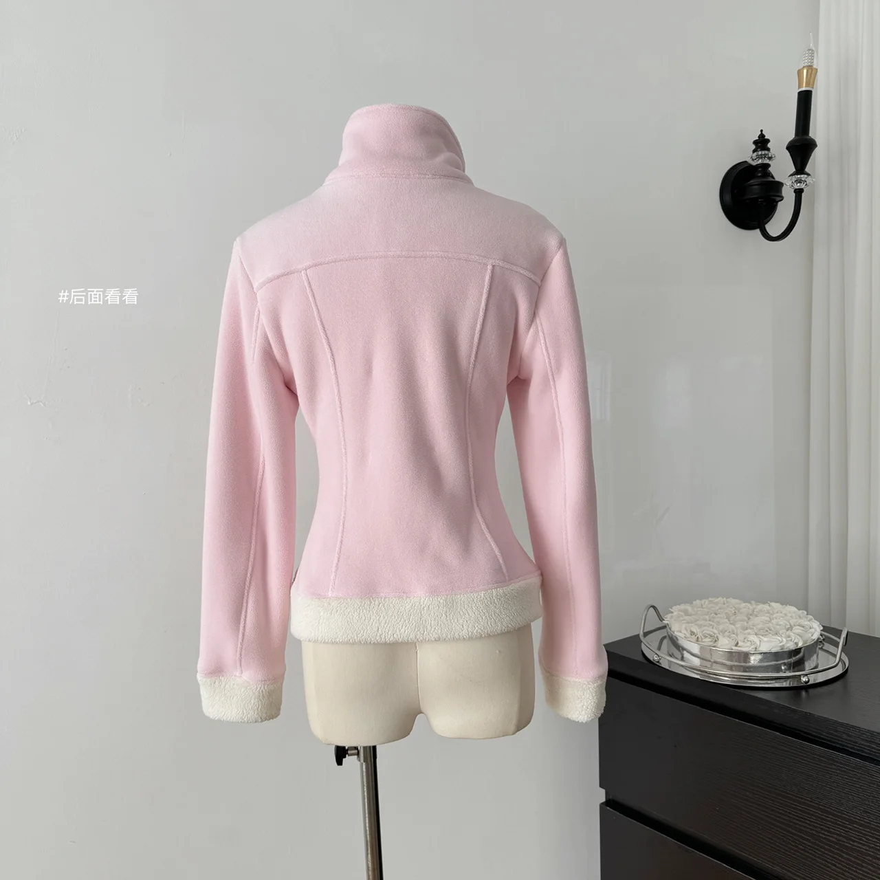 Women\'s Winter Fleece Lining Warm Slim Jacket Lady Long Sleeve Turn Down Collar Double-sided Fleece Turn Down Collar Outwear