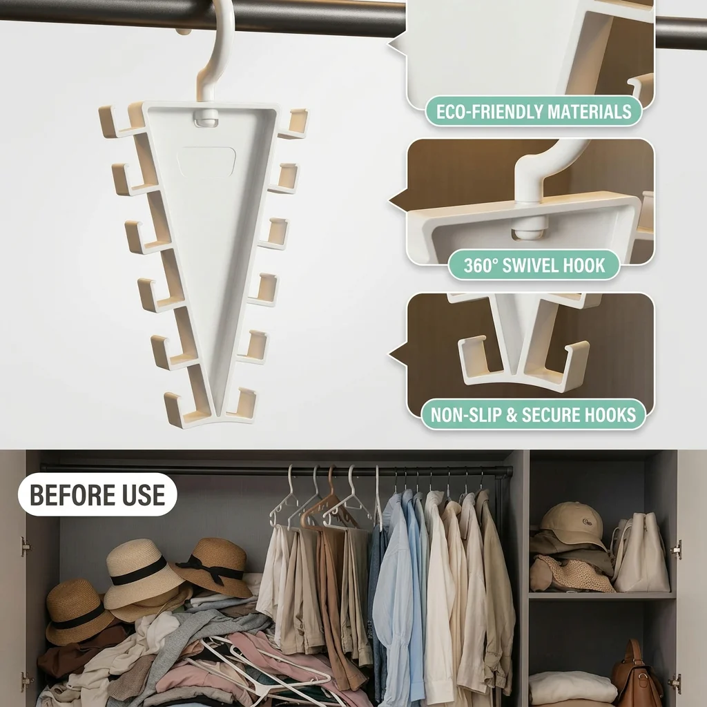 360 Rotating Hanger Modern Double Sided Hanger Plastic Storage Hanger Space Saving For Accessory Storage Home Bedroom Closet
