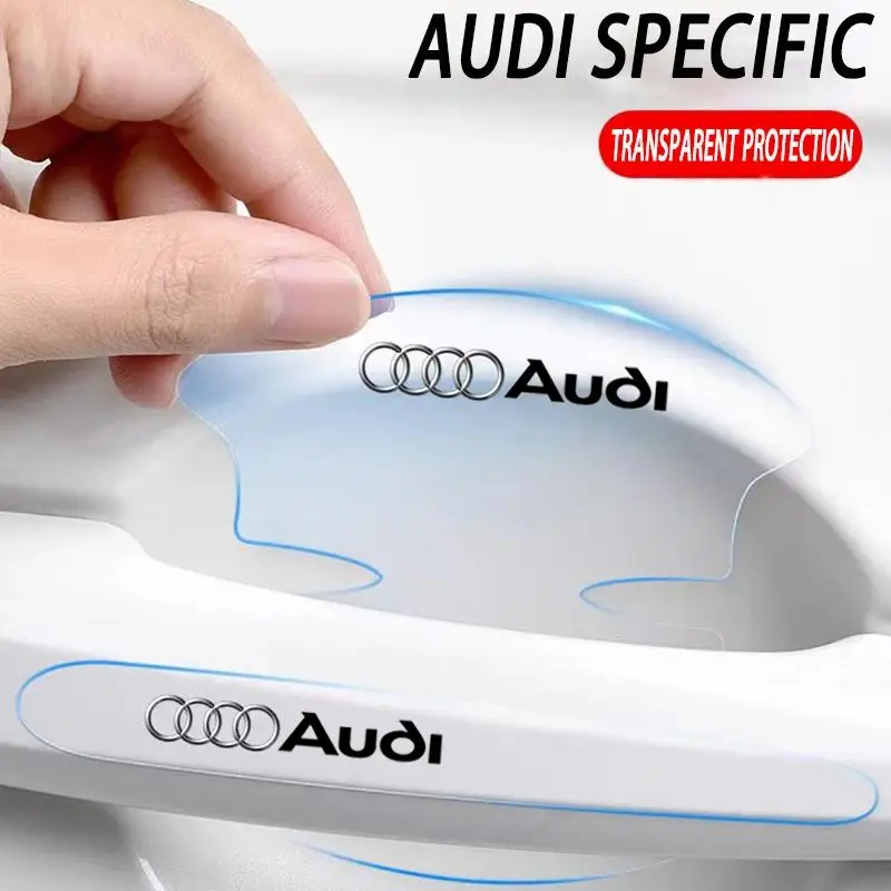 8Pcs TPU Car Door Bowl Anti-scratch Sticker Decals Accessories For Audi Sline A1 A3 A4 A5 A6 A7 A8 B8 B9 B6 C6 Q2 Q3 Q5 Q7 TT S6