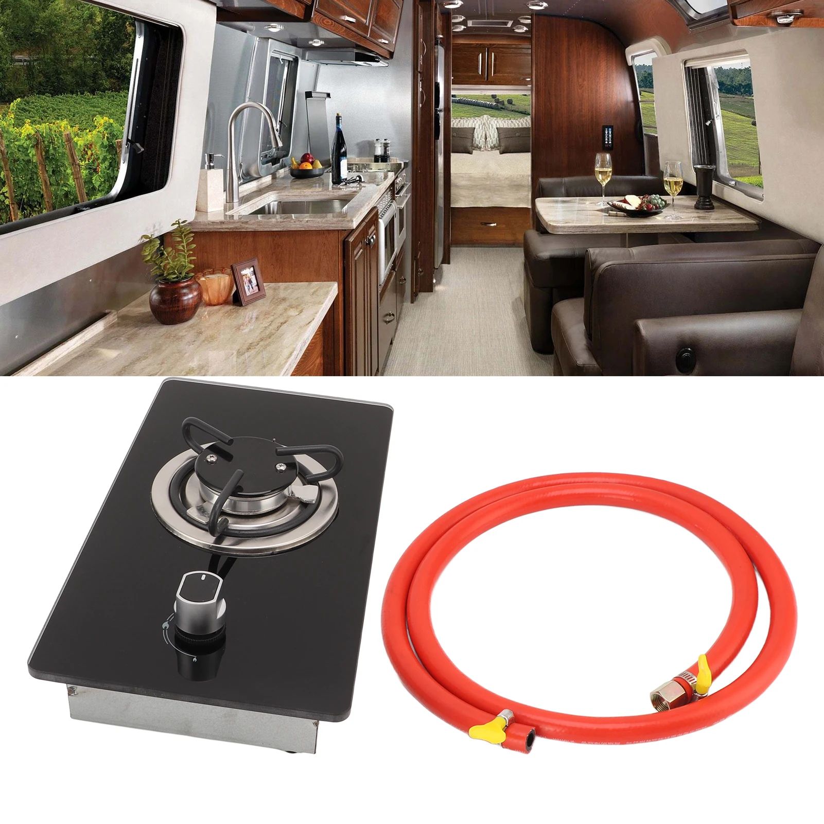 موقد غاز RV 1 موقد موقد 1.8 كيلو وات قوة ستبليس قابل للتعديل من الزجاج المقسى لليخوت #6