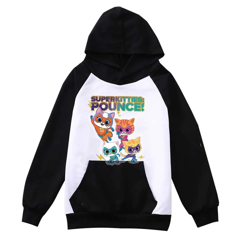 

Boys Girls Cartoon SuperKitties Hoodies Kids Print For Boys Children Autumn Long Sleeve Sweatshirt Tops Clothing