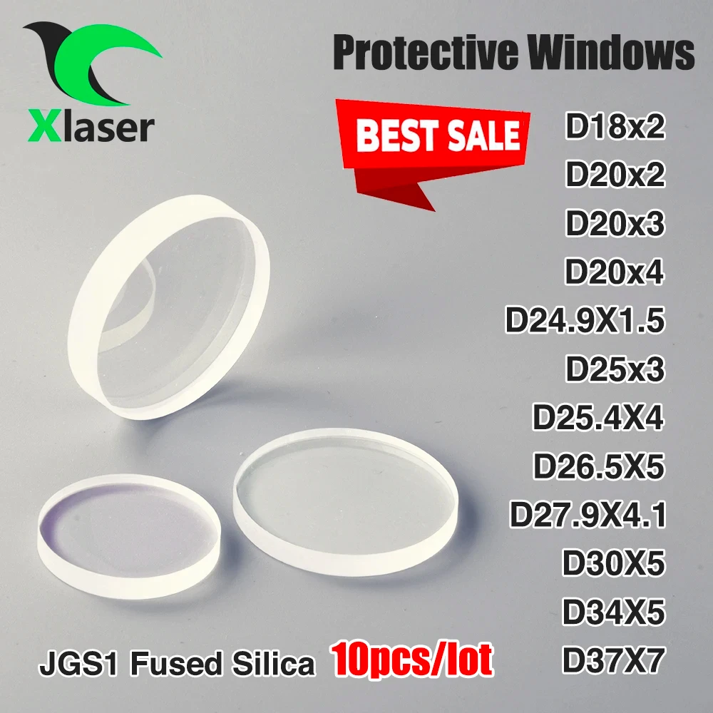 Lente de Proteção do Laser do Windows para o Corpo de Raytools Wsx Precitec Cqwy Qilin 18×2 279×41 30×5 37×7 1064nm 10 Peças por Lote