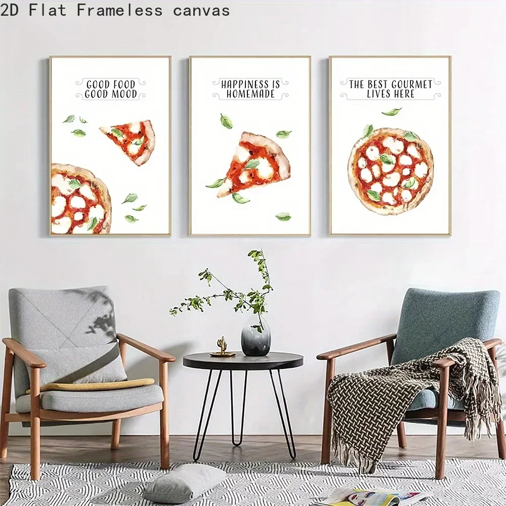 2D Flat 3pcs frameless , Posters & Prints, , Multiple Sizes Available, , , 1pc/ Italian Pizza Poster and Print, Moder