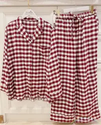 Japan Original GP Cotton Yarn Dyed Red Plaid Women Home Wear Gelato Shirt Pajamas Sleepwear