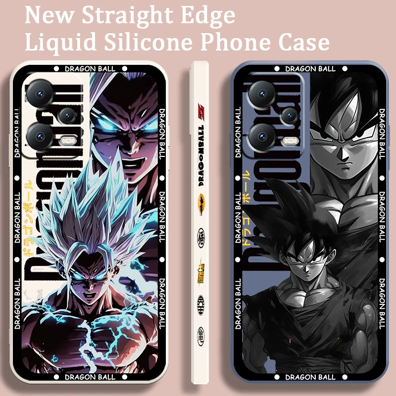 D-Dragon Ball Goku Fashion Liquid Left Rope For Xiaomi Redmi Note 12 12S 12R 11 11T 11S 10 10S 9 8 8T Pro Plus 5G Phone Case