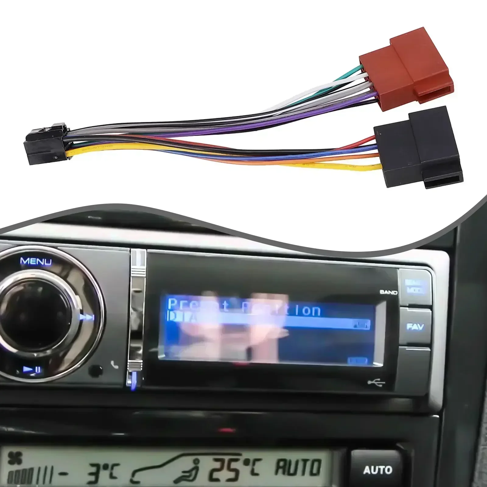 ISO Wiring Harness Connector Adapter For Kenwood Car Stereo Radio, 16 Pin Female To ISO, Easy Installation, Plug And Play