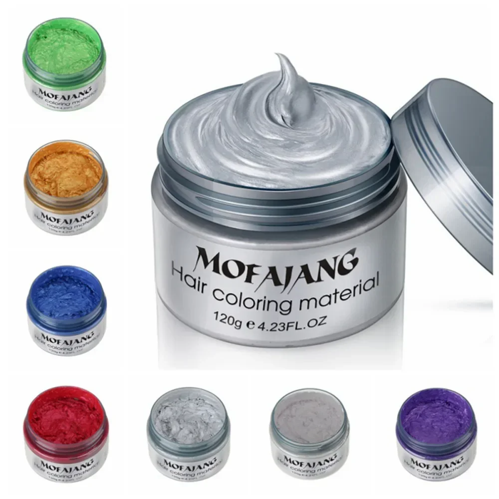 

120g Mofajang 7 colors Disposable hair Color Wax Dye one-time molding paste Sliver Grandma Green Hair Dye Wax Mud Cream 01