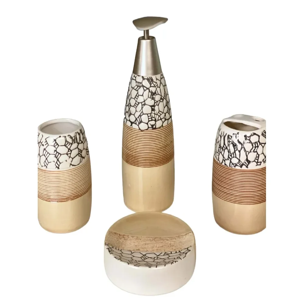 

Органайзер для ванных принадлежностей: керамический набор для ванной комнаты с мыльницей, дозатором для лосьона, стаканом и держателем для зубных щеток