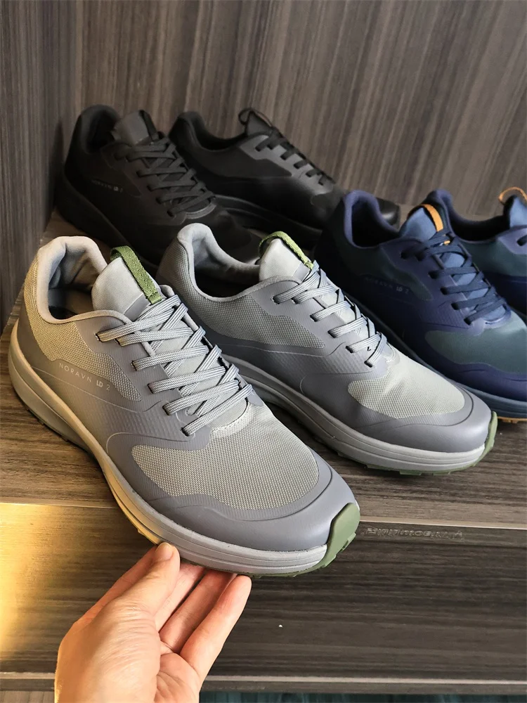 

Luxury Men's Outdoor Running Shoes Shock Absorption Casual Shoes Breathable Hybrid Material Flat Heel round Toe EVA Outsole