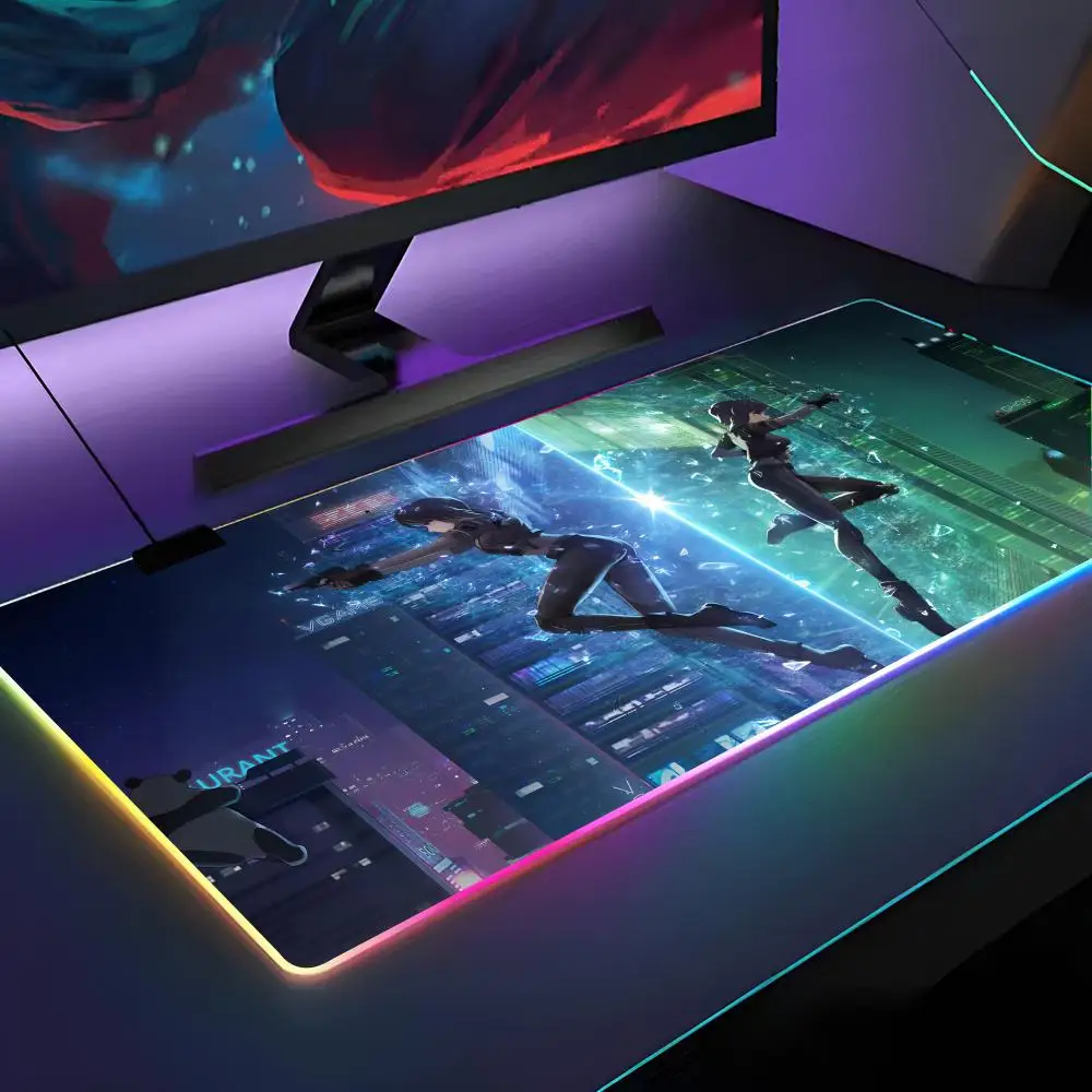 G-Ghost I-In The Shell Movie Mouse Pad RGB Backlit Mouse Pad Laptop Mouse Pad Laptop Gamer Computer Desk Gaming Accessories