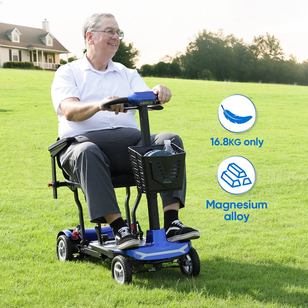 Aircraft-Approved Travel Foldable Lightweight Mobility Scooter 16.8Kg Magnesium Alloy Ultra Light Electric Scooter for Seniors