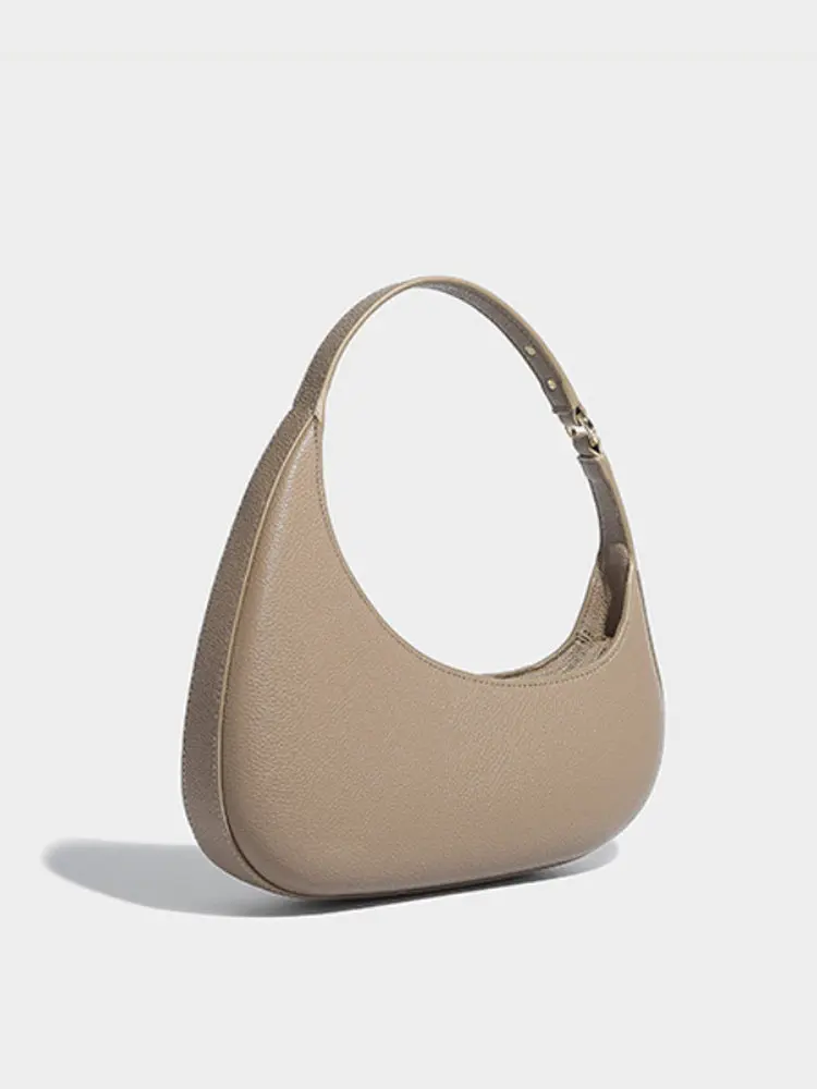 韓国ファイオンイレギュラーデザイン三日月型ハンドバッグ-レディース-小型-高級感-ショルダーバッグ-デイリーユース-puレザー