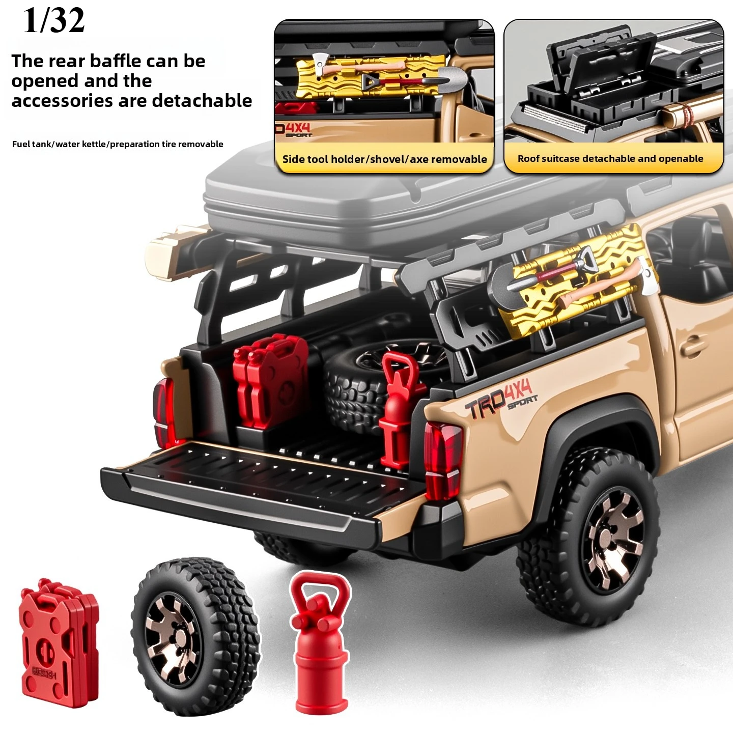 1/24 1:32 タコマ タンドラ 合金製カーモデル おもちゃ ダイキャストメタル サウンドライト プルバック オフロードピックアップトラック モデル キッズギフト