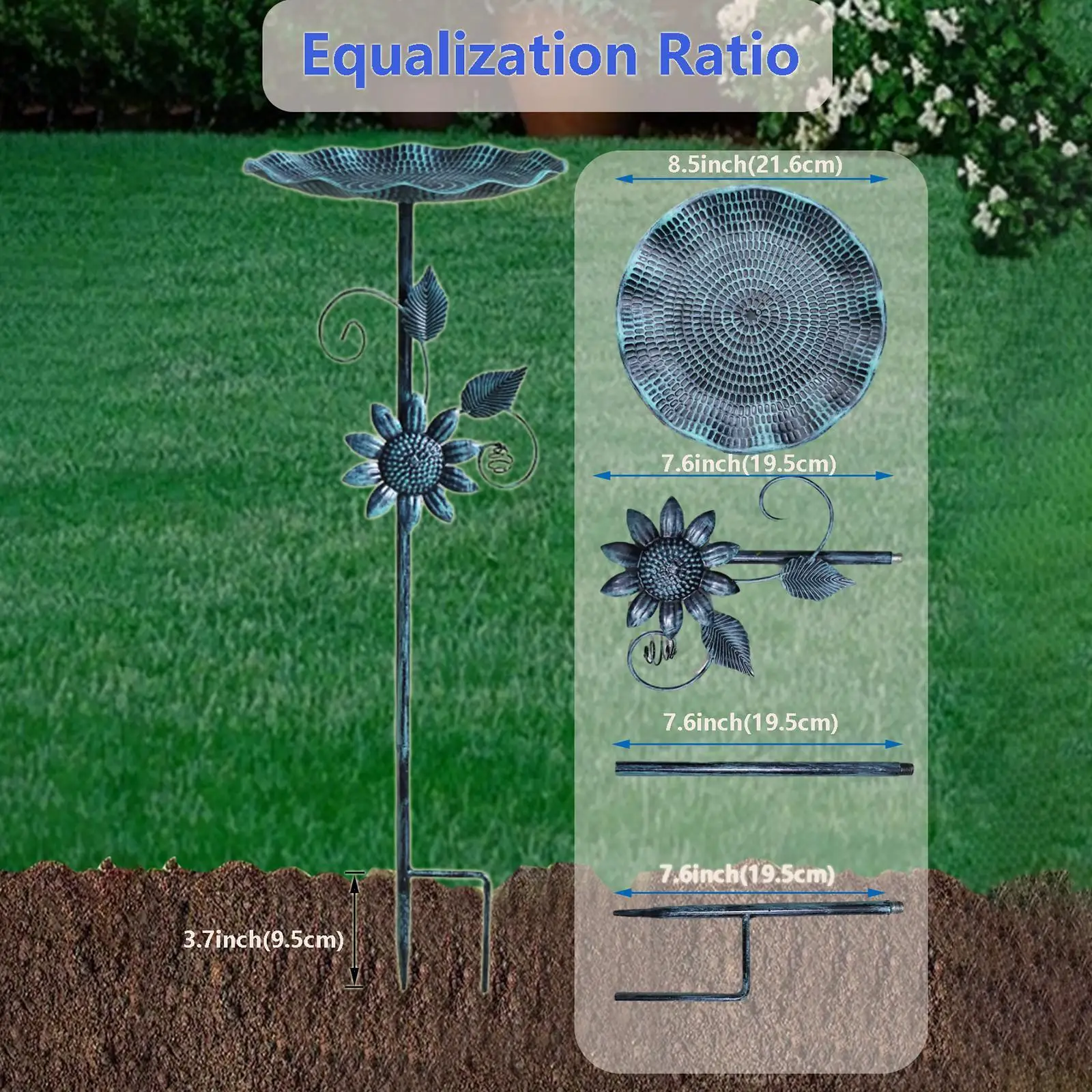 Metal Bird Bath Birdfeeder Versatile Sturdy Decorative Iron Decoration Birdbath Bird Feeder for Yard Fence Lawn Outdoor Patio