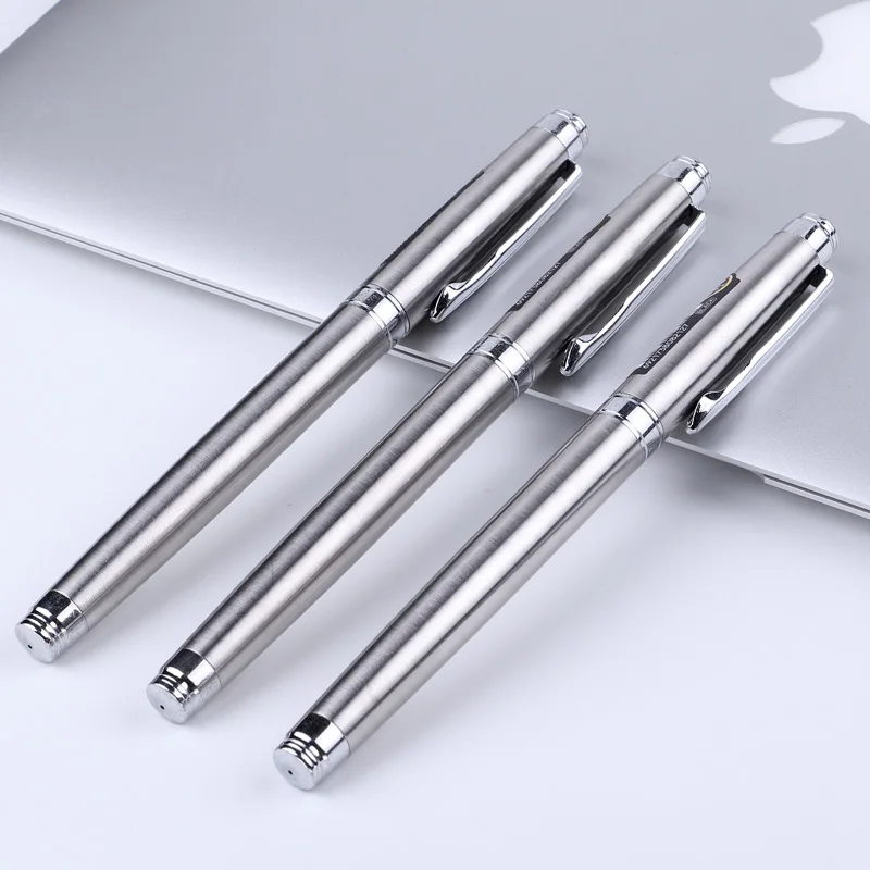 BAOKE PC110 12pcs 0.7mm Exquisite Metal Matte Silver Signature Gel Pen