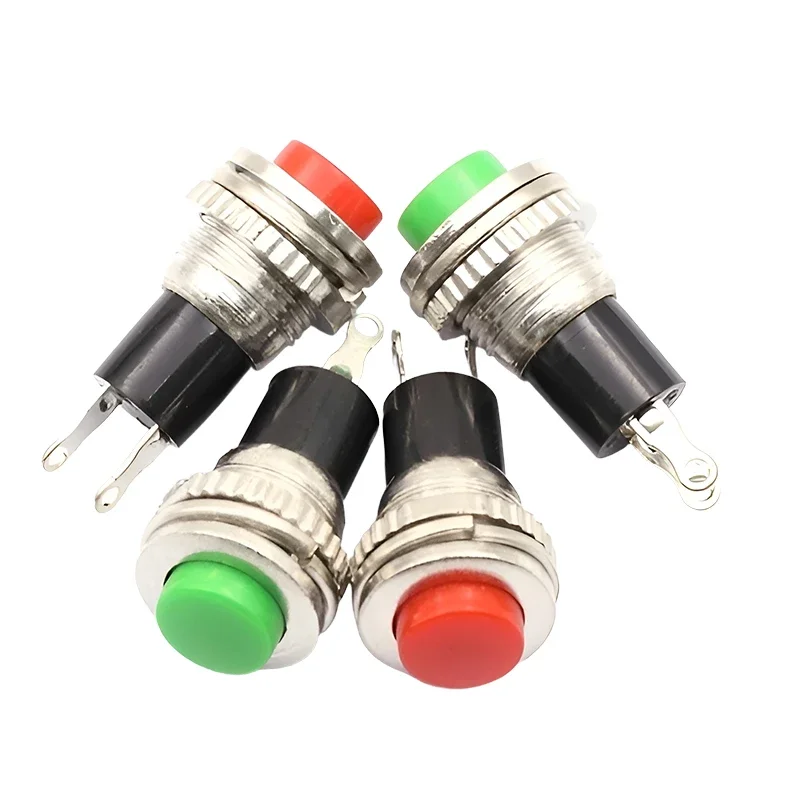 10Pcs Ds-316 Yellow 10mm Circular Self Resetting Power Button Switch Without Lock 2-Pin 0.5A 250V AC Momentary Push Switch