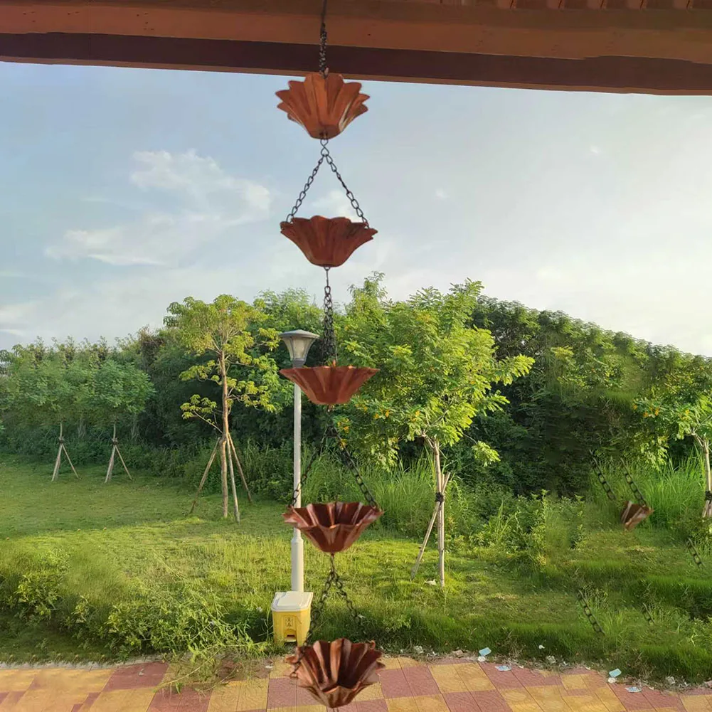 

Цепь от дождя 151 см, дождевые цепи в форме лотоса для желобов, цепь для ловли дождя для улицы, желоба, карниз, дренаж