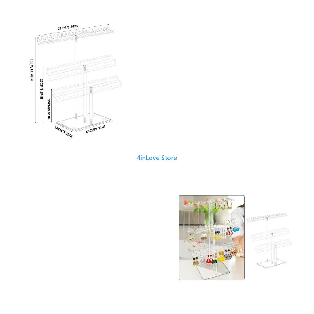 

T4MD Space Saving Clear Display Shelf Acrylic Jewelry Stand for Displaying Necklaces and Bracelets Jewellery Storage Rack