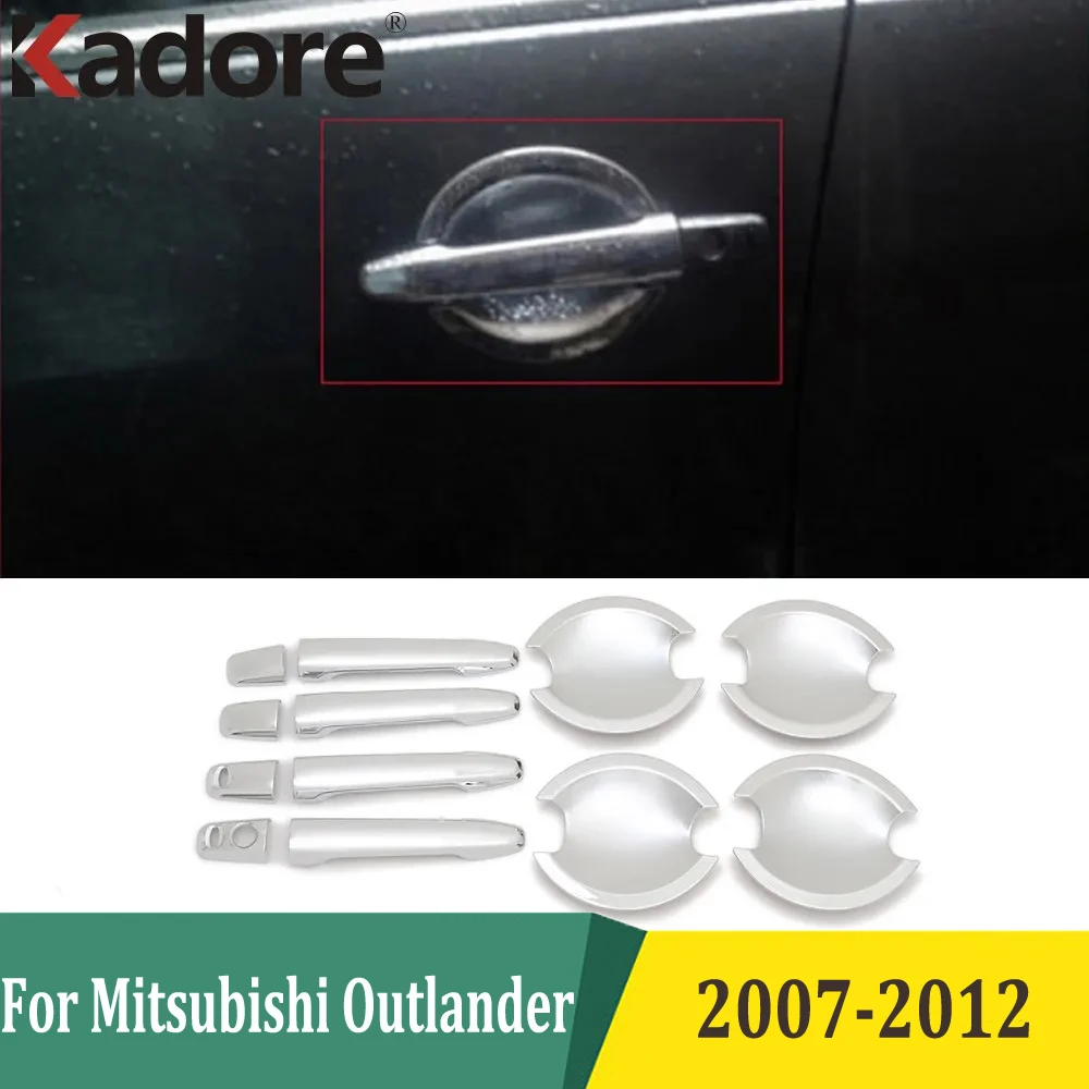 

For Mitsubishi Outlander 2007-2010 2011 2012 Car Door Handle Trim Cover Door Handle Bowl Cover Trim Car Accessories ABS Chrome