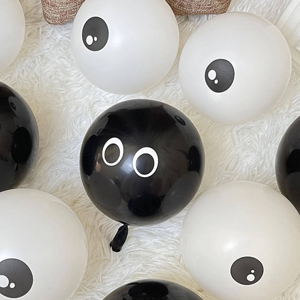 15pcs 5inch Thicken Animal Eye Latex Balloons Black White Top Smiling Face Balloon Cartoon Characters Small Balloons Decoration