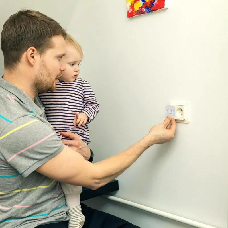 Baby Safety Socket Covers 10PCS Self-Adhesive Electric Plug Cover Bathroom Switch Protection Cover Socket Splash-Proof Box