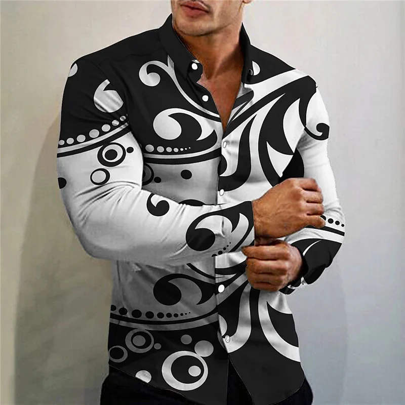 

New fashionable men's long sleeved button up shirt casual shirt top, made of high-quality fabric for men's wear