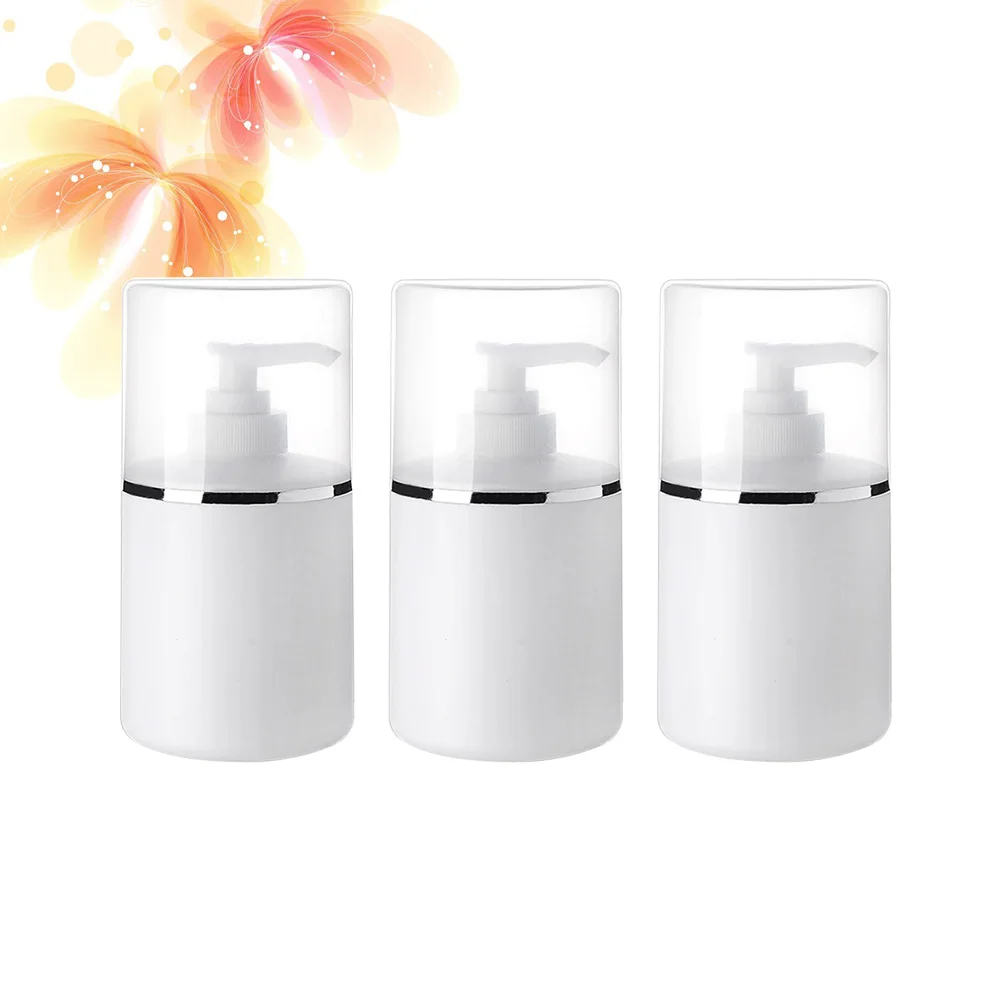 

3Pcs Lightweight Empty Pump Bottles 250ml Comestics Dispenser Pressing Emulsion Travel Home Use White Pump Bottles